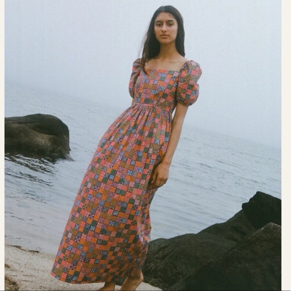 Coco Shop Maxi Dress in Navy Checkerboard